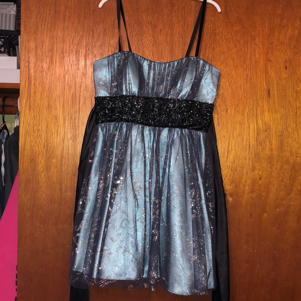 Blue sparkly mini dress